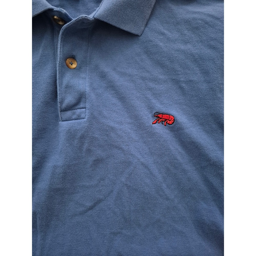 Perlis Blue Polo Shirt Men's Medium Lobster Logo Peruvian Cotton Casual - Picture 4 of 5